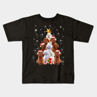 Poodle Dogs Tree Christmas Sweater Xmas Kids T-Shirt